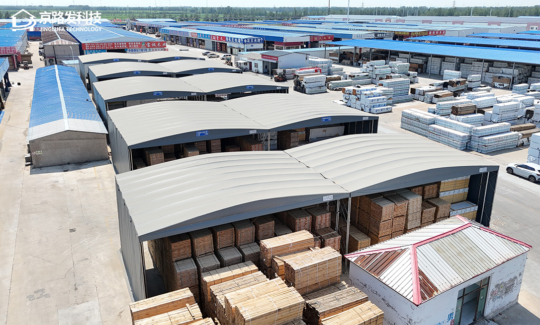 天津潘庄名贵木料市场推拉棚