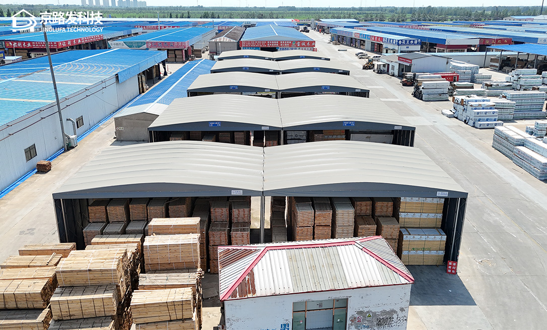 天津潘庄名贵木料市场推拉棚